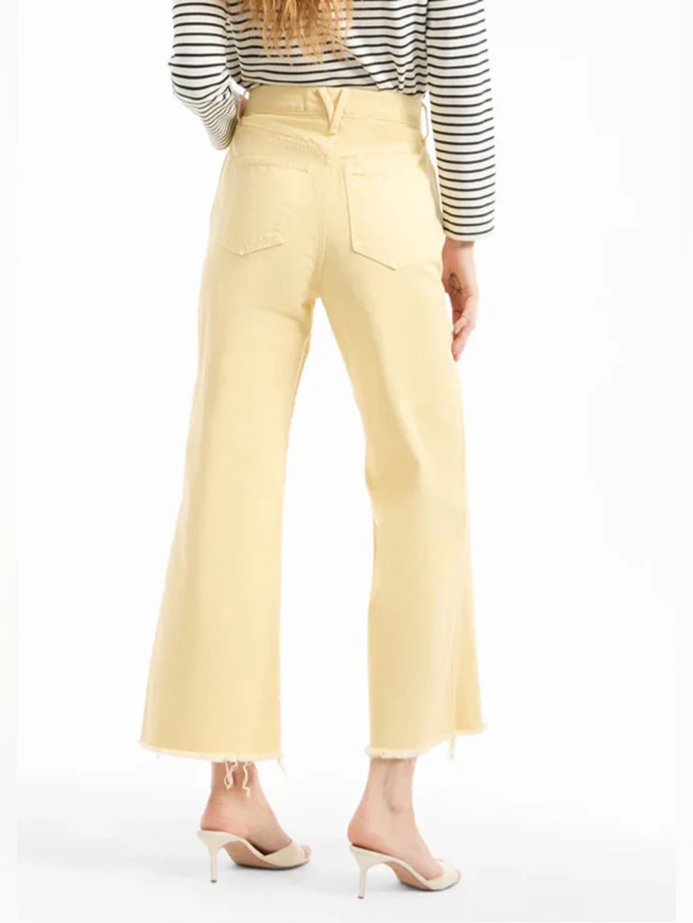 Veronica Beard Taylor High Waisted Wide Leg Crop Frayed Hem Jeans Chamomile 29 - Picture 2 of 15